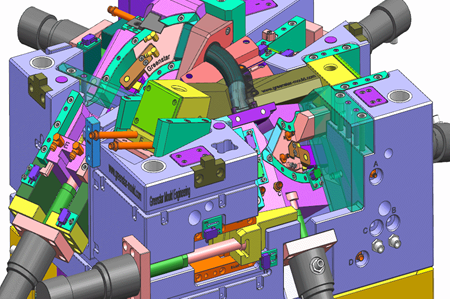 Modello CAD tridimensionale della costruzione dello stampo